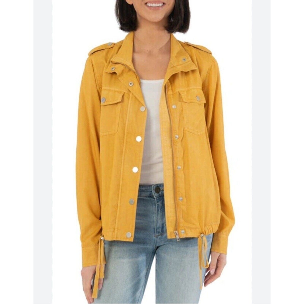 Kut From The Kloth Bri Drawstring Utility Shirt Jacket Mustard Women's Size‎ XS